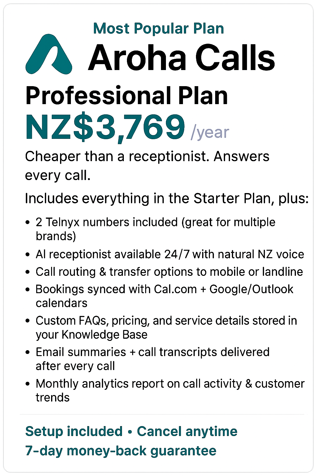 Aroha Calls Professional